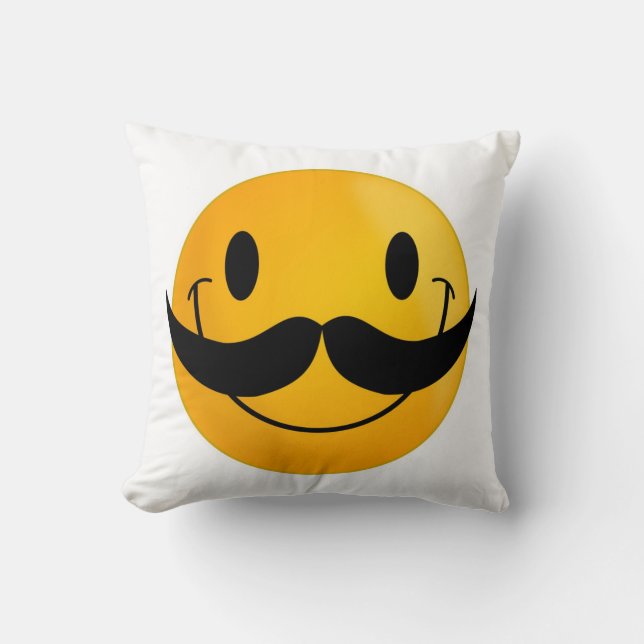 MUSTACHE FACE THROW PILLOW (Front)