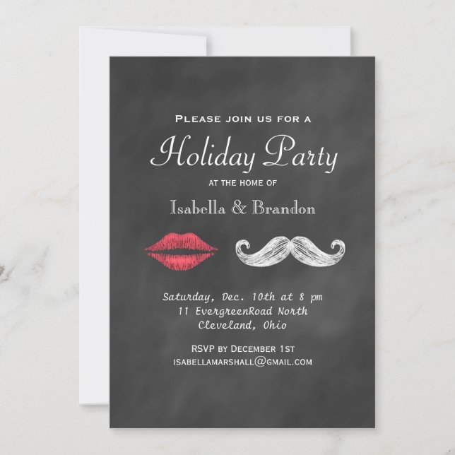 Mustache & Lèvres Fête Invitation (Devant)