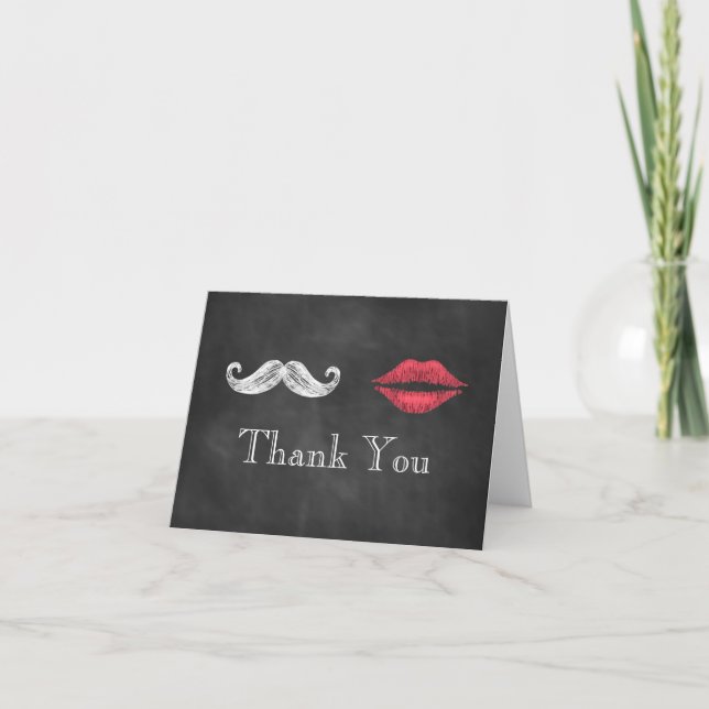 Mustache & Lips Thank You Card (Front)
