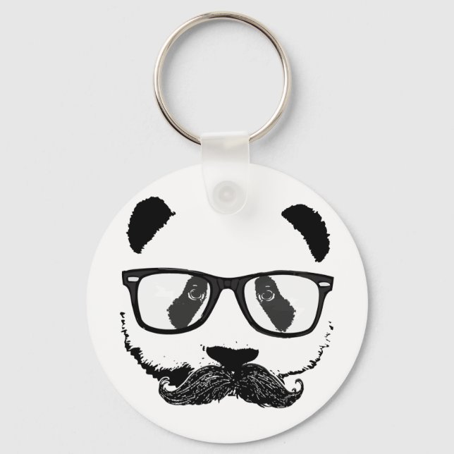 Mustache Pandaz In Da Disco Keychain (Front)