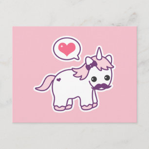 Mustache rose Unicorn Invitations de fête d'annive
