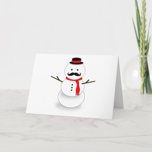 mustache snowman note card (Front)