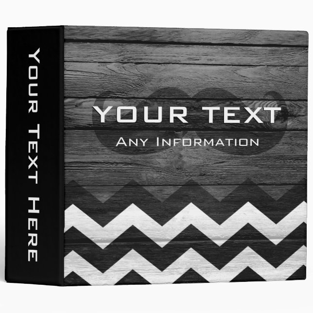 Mustache Stripe Chevron Wood #7 Binder (Front/Spine)