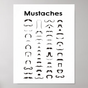 Mustache Styles Graphique Poster Drôle Cadeau