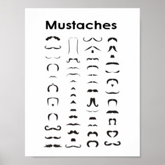 Mustache Styles Graphique Poster Drôle Cadeau