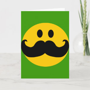 Mustache Yellow Happy Face Card