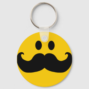 Mustache Yellow Happy Face Keychain