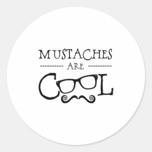Mustaches Cool Glasses Classic Round Sticker