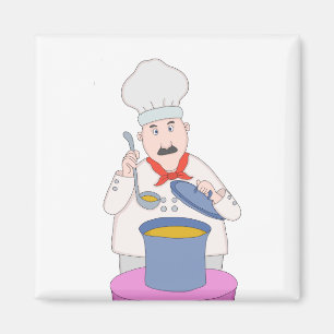 Mustachioed Chef Magnet