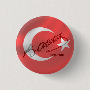 Mustafa Kemal Ataturk 1 Inch Round Button