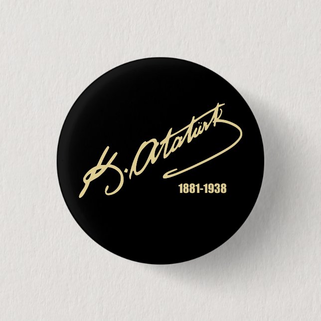 Mustafa Kemal Ataturk 1 Inch Round Button (Front)