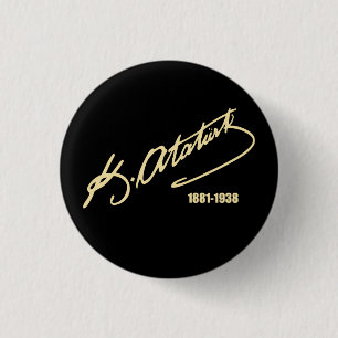Mustafa Kemal Ataturk 1 Inch Round Button