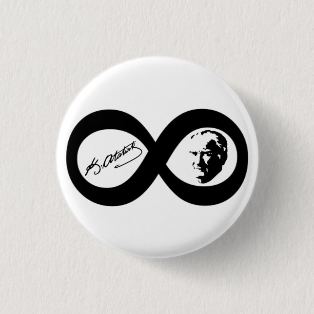 Mustafa Kemal Ataturk 1 Inch Round Button (Front)