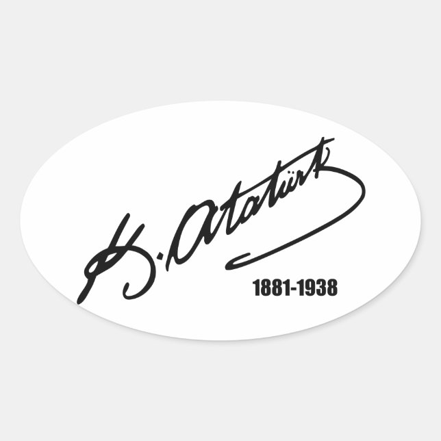Mustafa Kemal Ataturk Oval Sticker (Front)