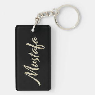 Mustafa name whitegold key trailer keychain