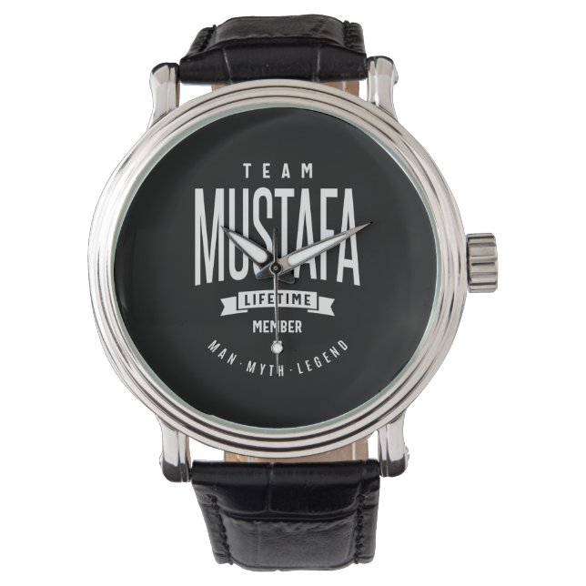 Mustafa Personalized Name Birthday Gift Watch (Front)