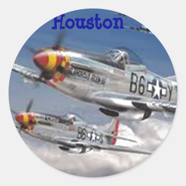 Mustang Aircraft Classic Round Sticker (Front)