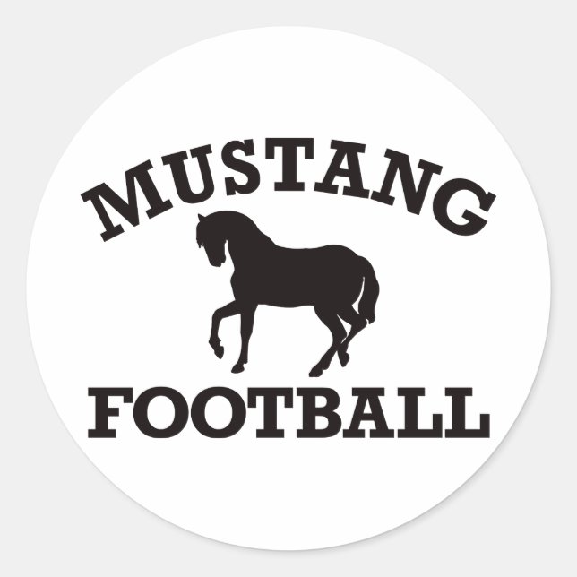 Mustang Football Classic Round Sticker (Front)