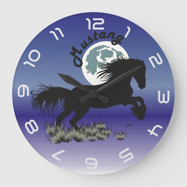 Mustang für Pferdeliebhaber Uhr Large Clock (Front)
