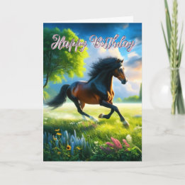 Mustang Horse Happy Birthday Card