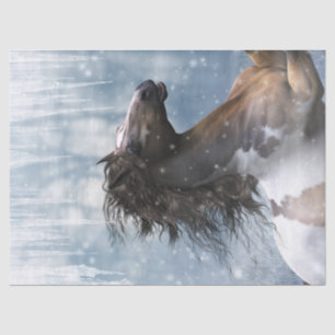Mustang Horse In The Snow Tissue Paper