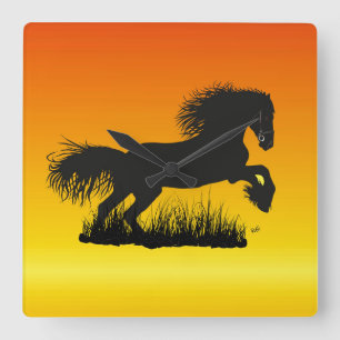 Mustang horse lover square wall clock