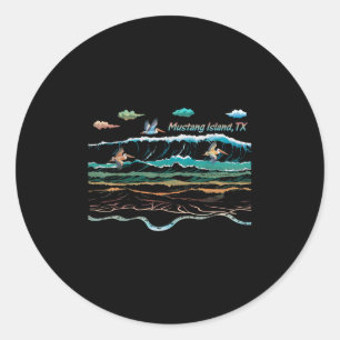 Mustang Island Texas Colourful Tie-dye Pelican Bea Classic Round Sticker