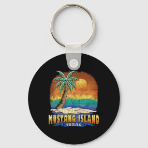 Mustang Island Texas Vintage Distressed Souvenir Keychain
