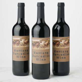 Mustang Muscadine Wine Natural Wild Horses Nature  Wine Label