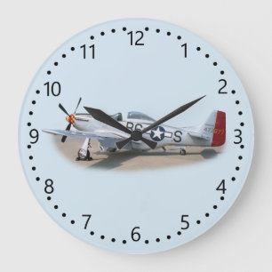 Mustang P-51D Aircraft Large Clock