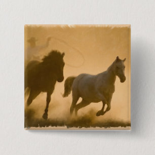 Mustang Roundup 2 Inch Square Button