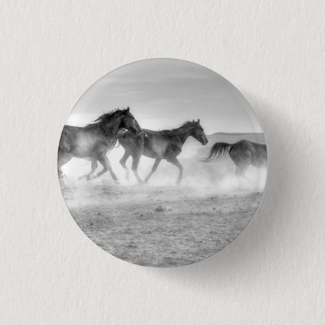 Mustang Run 1 Inch Round Button (Front)