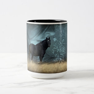 Mustang Wild Black Stallion and Cloud BeverageMug  Two-Tone Coffee Mug