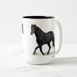 Mustang Wild Black Stallion and Cloud BeverageMug  Two-Tone Coffee Mug
