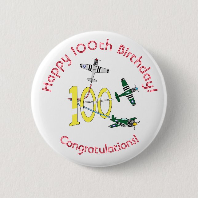 Mustangs 100th Birthday Badge 2 Inch Round Button (Front)