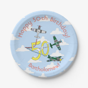 Mustangs 50th Birthday Blue Sky Paper Plate