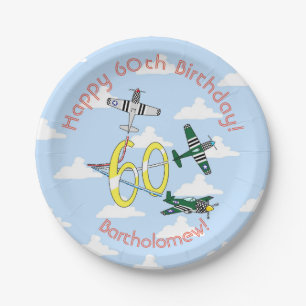 Mustangs 60th Birthday Blue Sky Paper Plate