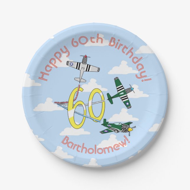 Mustangs 60th Birthday Blue Sky  Paper Plate (Front)