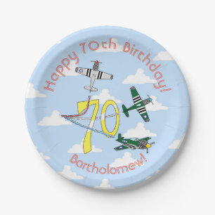 Mustangs 70th Birthday Blue Sky Paper Plate
