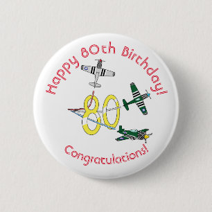 Mustangs 80th Birthday Badge 2 Inch Round Button