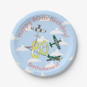 Mustangs 80th Birthday Blue Sky  Paper Plate