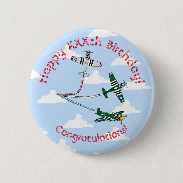 Mustangs Birthday (Blue Sky) Badge 2 Inch Round Button (Front)