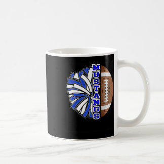 Mustangs Footll Cheer Blue White School Spirit Coffee Mug