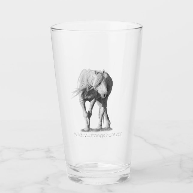 Mustangs sauvages pour toujours verre de bière (Devant)