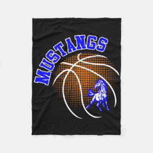 Mustangs Sketll Mustang Pride School Spirit Mascot Fleece Blanket