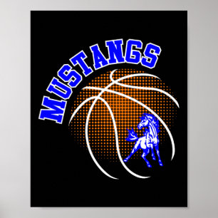 Mustangs Sketll Mustang Pride School Spirit Mascot Poster