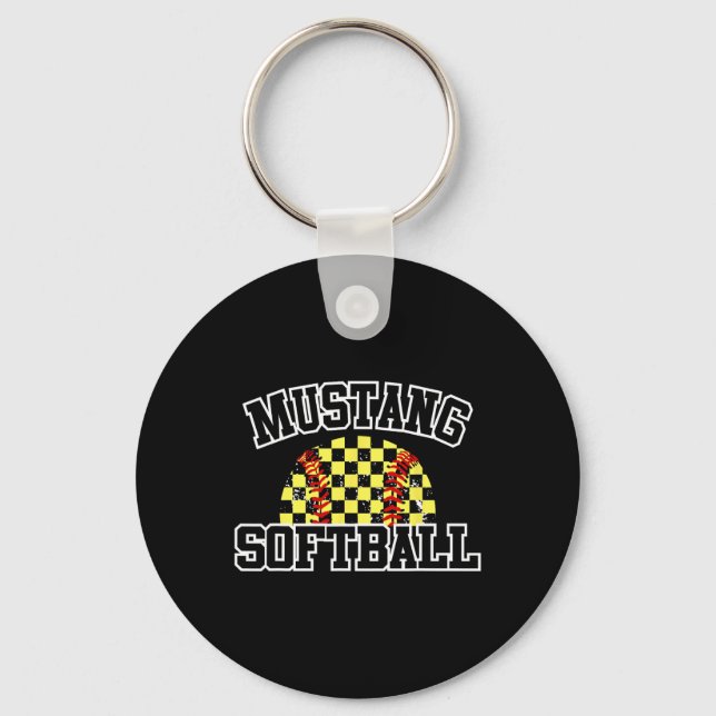 Mustangs Softll Mom Mustangs School Spirit Sports  Keychain (Front)