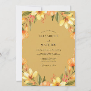 Mustard Amber Painted Wedding Invitation