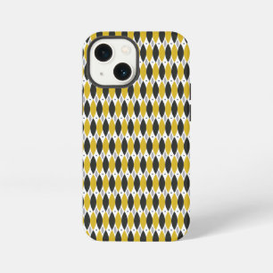 Mustard and Black Modern Geometric Diamond Pattern iPhone 13 Mini Case