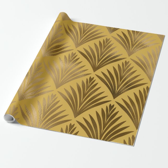 Mustard and Gold Art Deco 16-01 Wrapping Paper (Unrolled)